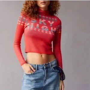 Urban‎ Outfitters BDG Shauna Jacquard Sweater Apris  ski stretch cabincore